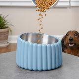 RiverTail Ridge Small/Medium Slanted Concrete and Stainless Steel Bowl 16oz (2 Cups) Pet Feeder