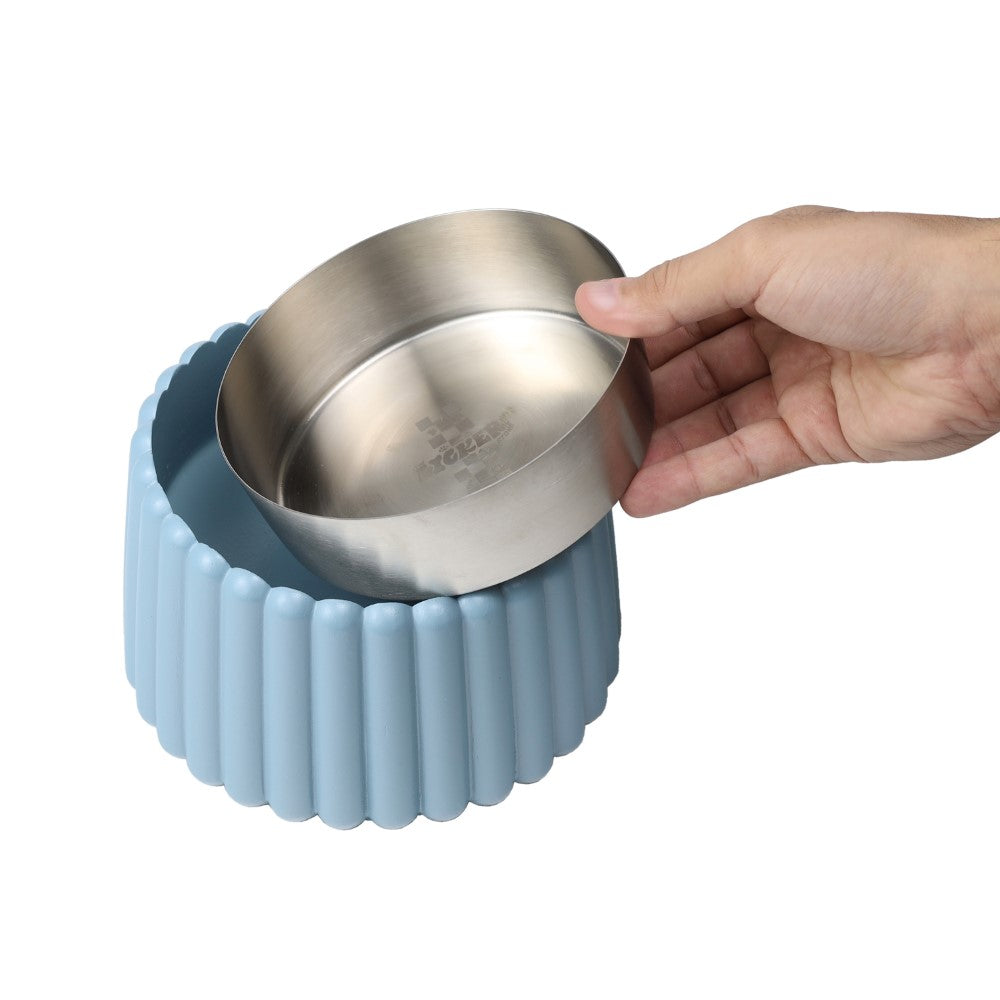 RiverTail Ridge Small/Medium Slanted Concrete and Stainless Steel Bowl 16oz (2 Cups) Pet Feeder