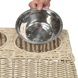 BreezeBite 6.9" Small/Medium Elevated Wicker Pet Feeder with 18oz (2.2 Cups) 2-Stainless Steel Bowls