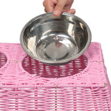 BreezeBite 6.9" Small/Medium Elevated Wicker Pet Feeder with 18oz (2.2 Cups) 2-Stainless Steel Bowls