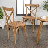 Ricky Classic Traditional X-Back Wood Outdoor Dining Chair Set 2