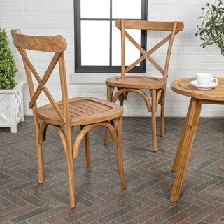 Ricky Classic Traditional X-Back Wood Outdoor Dining Chair Set 2