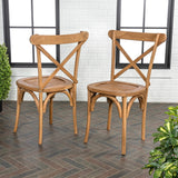 Ricky Classic Traditional X-Back Wood Outdoor Dining Chair Set 2