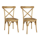 Ricky Classic Traditional X-Back Wood Outdoor Dining Chair Set 2