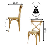 Seeta Classic Traditional X-Back Wood Rattan Dining Chair Set 2