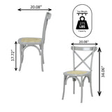 Seeta Classic Traditional X-Back Wood Rattan Dining Chair Set 2