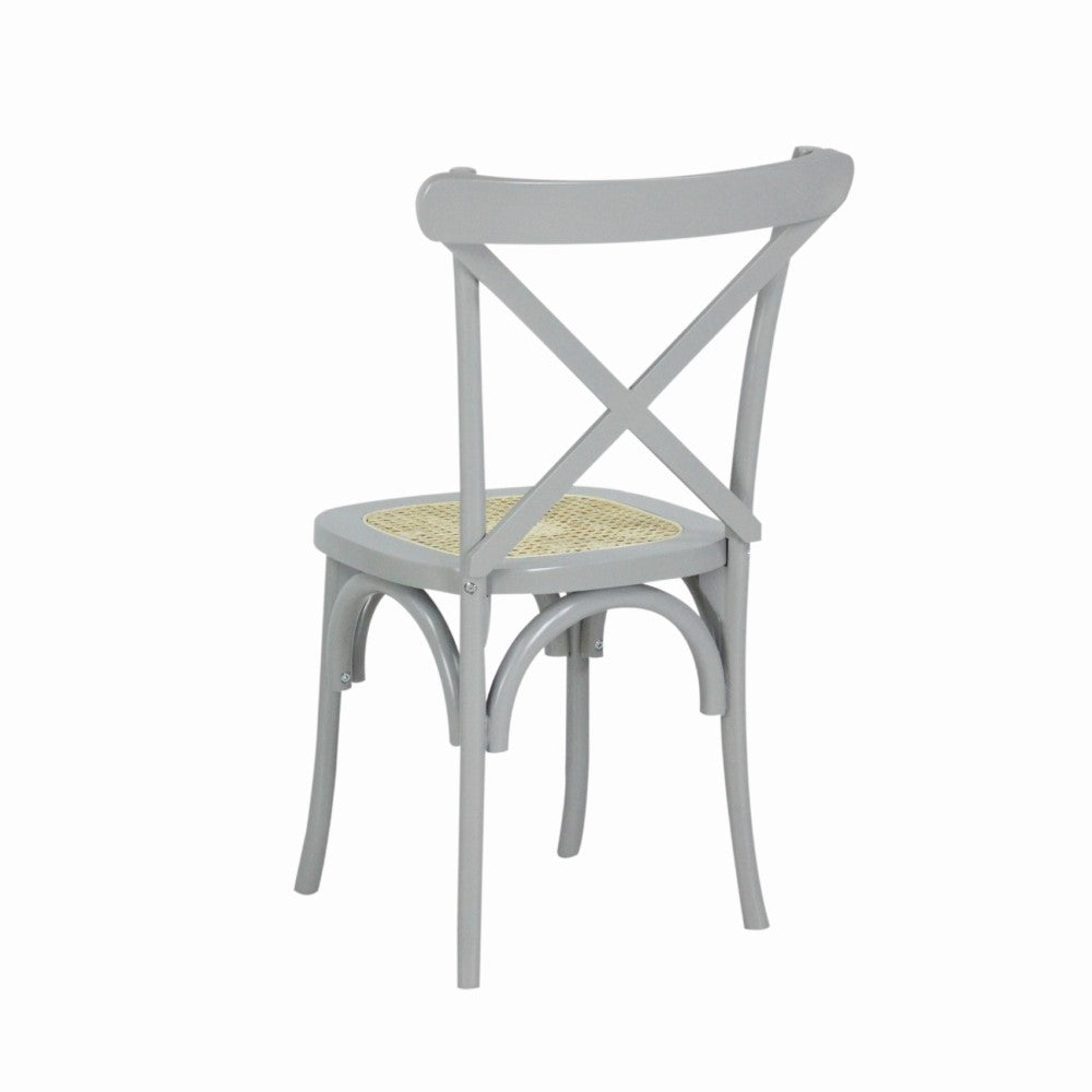 Seeta Classic Traditional X-Back Wood Rattan Dining Chair Set 2