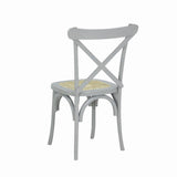 Seeta Classic Traditional X-Back Wood Rattan Dining Chair Set 2