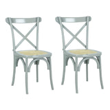Seeta Classic Traditional X-Back Wood Rattan Dining Chair Set 2