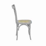 Seeta Classic Traditional X-Back Wood Rattan Dining Chair Set 2