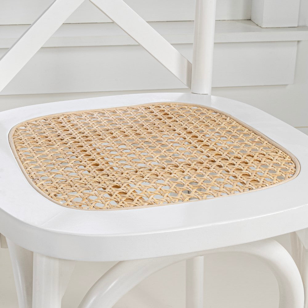 Seeta Classic Traditional X-Back Wood Rattan Dining Chair Set 2