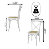 Seeta Classic Traditional X-Back Wood Rattan Dining Chair Set 2