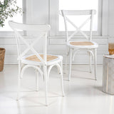Seeta Classic Traditional X-Back Wood Rattan Dining Chair Set 2