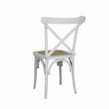 Seeta Classic Traditional X-Back Wood Rattan Dining Chair Set 2
