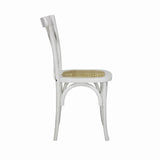 Seeta Classic Traditional X-Back Wood Rattan Dining Chair Set 2