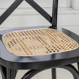 Seeta Classic Traditional X-Back Wood Rattan Dining Chair Set 2