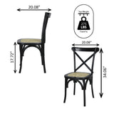 Seeta Classic Traditional X-Back Wood Rattan Dining Chair Set 2
