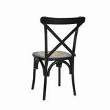 Seeta Classic Traditional X-Back Wood Rattan Dining Chair Set 2