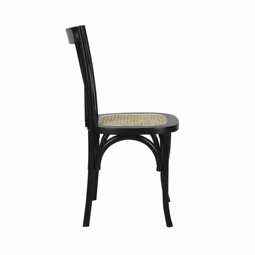 Seeta Classic Traditional X-Back Wood Rattan Dining Chair Set 2