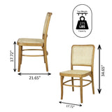 Stunning Mid-Century Vintage Wood Rattan Dining Chair Set 2