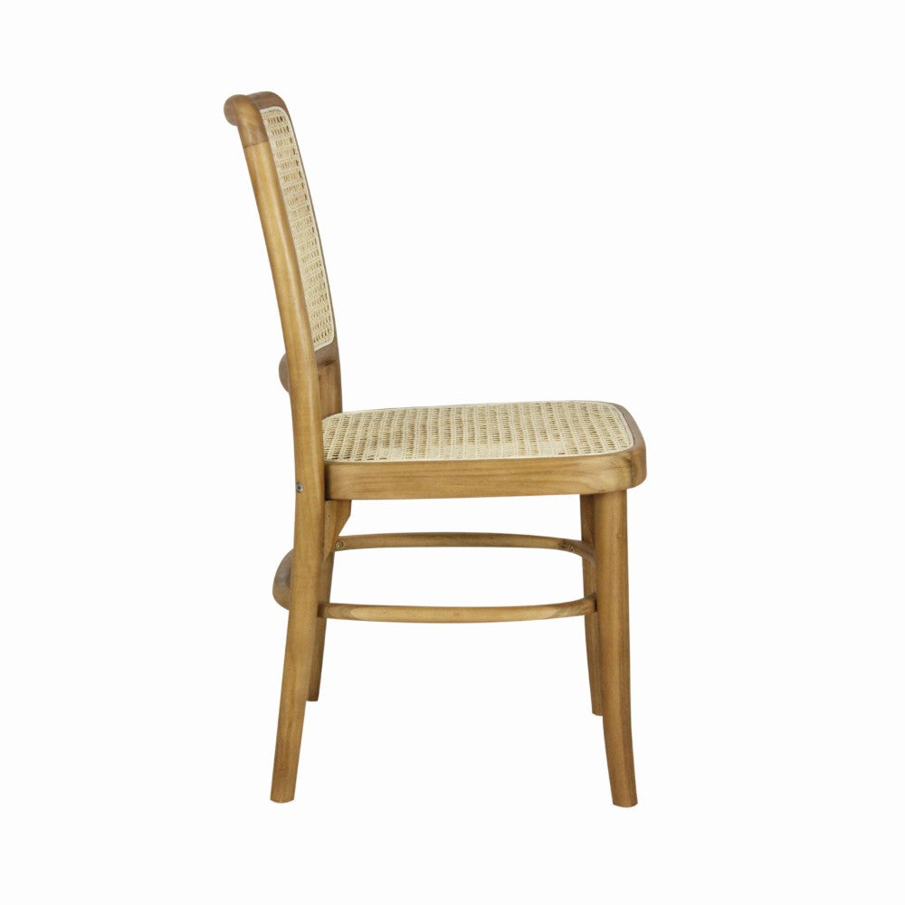 Stunning Mid-Century Vintage Wood Rattan Dining Chair Set 2