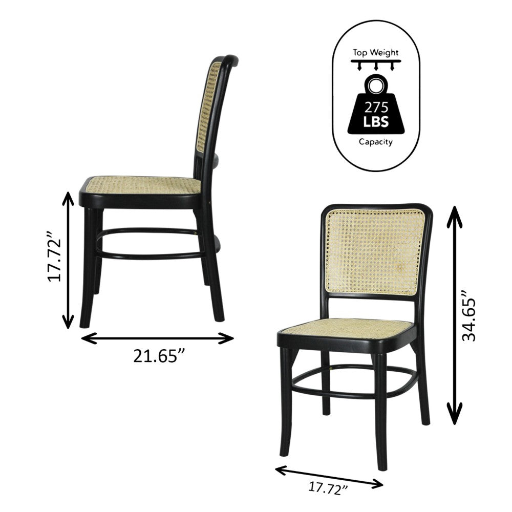 Stunning Mid-Century Vintage Wood Rattan Dining Chair Set 2