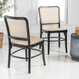 Stunning Mid-Century Vintage Wood Rattan Dining Chair Set 2