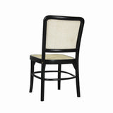 Stunning Mid-Century Vintage Wood Rattan Dining Chair Set 2