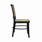 Stunning Mid-Century Vintage Wood Rattan Dining Chair Set 2