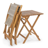Nancy Modern Coastal 3-Piece Acacia Wood Outdoor Folding Bistro Set