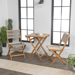 Nancy Modern Coastal 3-Piece Acacia Wood Outdoor Folding Bistro Set
