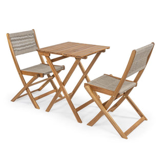 Nancy Modern Coastal 3-Piece Acacia Wood Outdoor Folding Bistro Set