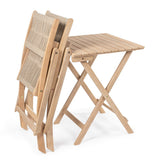 Nancy Modern Coastal 3-Piece Acacia Wood Outdoor Folding Bistro Set