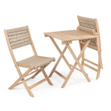 Nancy Modern Coastal 3-Piece Acacia Wood Outdoor Folding Bistro Set
