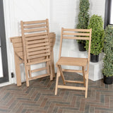 Costway Classic French Country 3-Piece Acacia Wood Half-Round Outdoor Folding Bistro Set