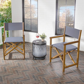 Actor Classic Vintage Outdoor Acacia Wood Folding Director Chair with Canvas Seat Set 2