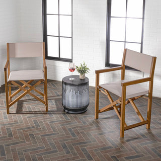 Actor Classic Vintage Outdoor Acacia Wood Folding Director Chair with Canvas Seat Set 2