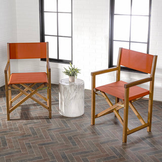 Actor Classic Vintage Outdoor Acacia Wood Folding Director Chair with Canvas Seat Set 2