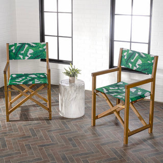 Actor Classic Vintage Outdoor Acacia Wood Folding Director Chair with Canvas Seat Set 2