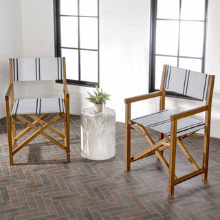 Actor Classic Vintage Outdoor Acacia Wood Folding Director Chair with Canvas Seat Set 2