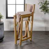 Patio Classic Mid-Century Outdoor Acacia Wood Foldable Diamond-Quilted Back Director Chair with Cushion Set 2