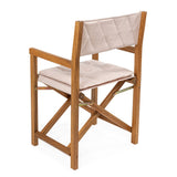 Patio Classic Mid-Century Outdoor Acacia Wood Foldable Diamond-Quilted Back Director Chair with Cushion Set 2