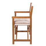 Patio Classic Mid-Century Outdoor Acacia Wood Foldable Diamond-Quilted Back Director Chair with Cushion Set 2