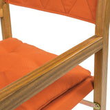 Patio Classic Mid-Century Outdoor Acacia Wood Foldable Diamond-Quilted Back Director Chair with Cushion Set 2