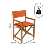 Patio Classic Mid-Century Outdoor Acacia Wood Foldable Diamond-Quilted Back Director Chair with Cushion Set 2