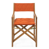 Patio Classic Mid-Century Outdoor Acacia Wood Foldable Diamond-Quilted Back Director Chair with Cushion Set 2