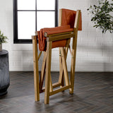 Patio Classic Mid-Century Outdoor Acacia Wood Foldable Diamond-Quilted Back Director Chair with Cushion Set 2