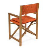 Patio Classic Mid-Century Outdoor Acacia Wood Foldable Diamond-Quilted Back Director Chair with Cushion Set 2