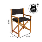 Patio Classic Mid-Century Outdoor Acacia Wood Foldable Diamond-Quilted Back Director Chair with Cushion Set 2