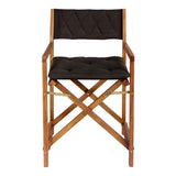 Patio Classic Mid-Century Outdoor Acacia Wood Foldable Diamond-Quilted Back Director Chair with Cushion Set 2